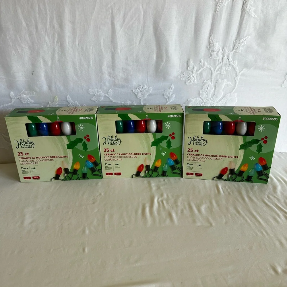 Holiday Time Ceramic C9 Multicolored Lights Set Of 3 Boxes Christmas